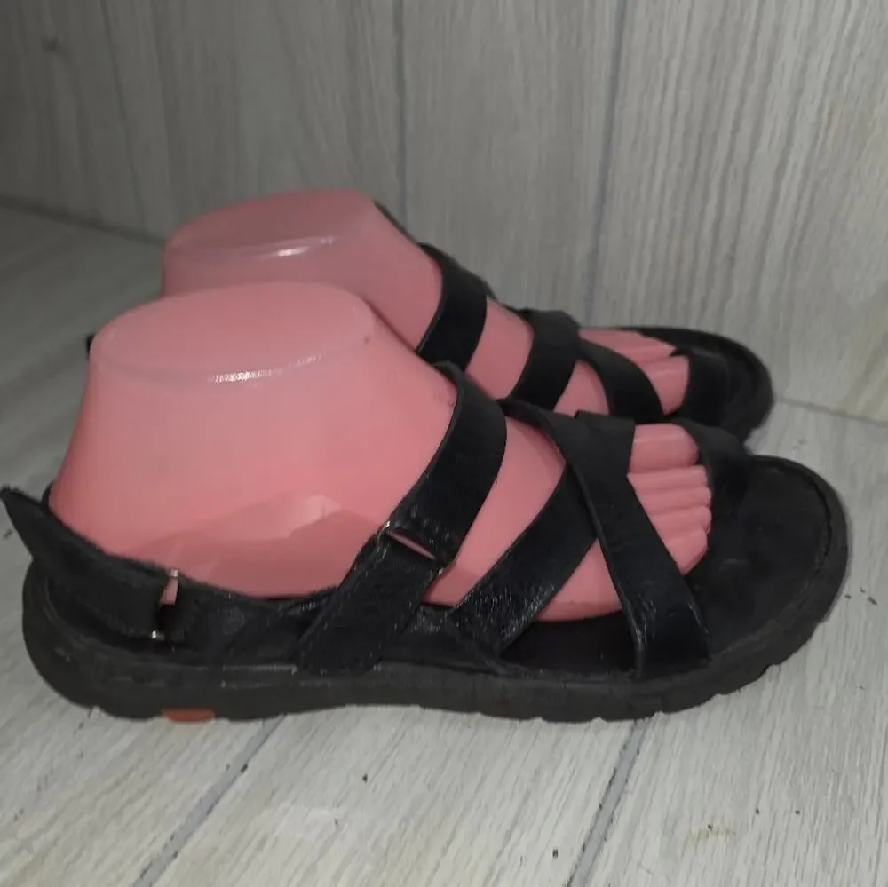 Born Black Leather Womens Strappy Sandals Size 9 Comfort Stylish Summer